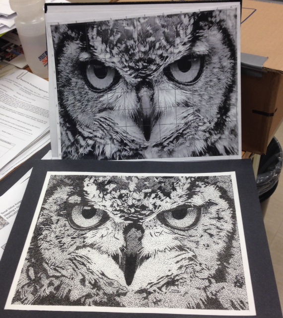 Gr.11 Stippling ink project. Look at all those little dots!!! Open Gallery